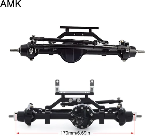 Vista 4 de Aleación de aluminio CNC eje delantero completo para 1/10 RC Crawler RC4WD Ge-Lande II TF2 D110 Yo-ta II Ejes (negro)