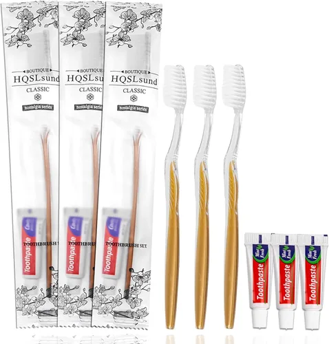 Vista 11 de 20 cepillos de dientes desechables con pasta de dientes envueltos individualmente a granel, kit de cepillo de dientes de viaje, cepillos de dientes