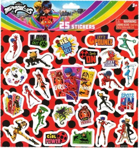 Vista 4 de Miraculous Mochila de mariquita con juego de lonchera, paquete con mochila Miraculous Ladybug de 15 pulgadas para niñas, bolsa de almuerzo, sellos