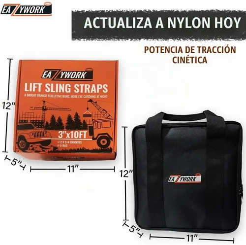 Vista 7 de Correas de eslinga de elevación súper resistentes de 3"x10 pies, capacidad de carga de rotura de 25000 libras, eslinga de elevación para trabajo