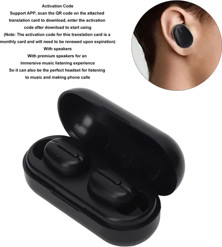 Vista 5 de Dpofirs Auriculares traductores de idiomas, dispositivo de traductor inalámbrico ooth con traducción en tiempo real para 84 idiomas, auriculares