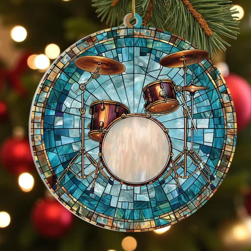 Vista 8 de Adorno de guitarra plana 2D para árbol de Navidad, árbol de guitarra, adornos de música, para guitarristas, regalos para amantes de la música
