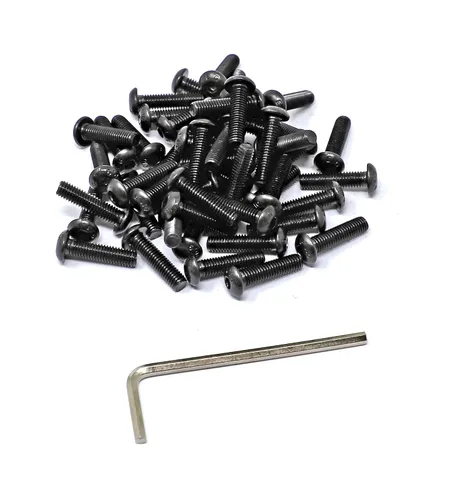 Vista 7 de iexcell 100 piezas de rosca M2.0.197 x 0.157 in paso de 0.018 in de acero aleado 10.9 grado hexagonal cabeza botón cabeza tornillo tornillo kit