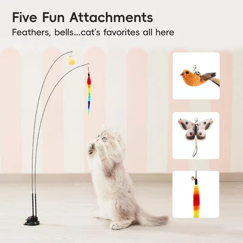 Vista 10 de Potaroma Juguetes de varita para gatos con ventosa, juguete interactivo