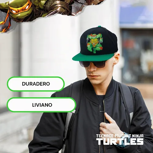 Vista 5 de Concept One Unisex Adult Teenage Mutant Ninja Turtles Baseball Cap, TMNT Adult Skater Snapback Baseball Hat with Flat Brim Negro