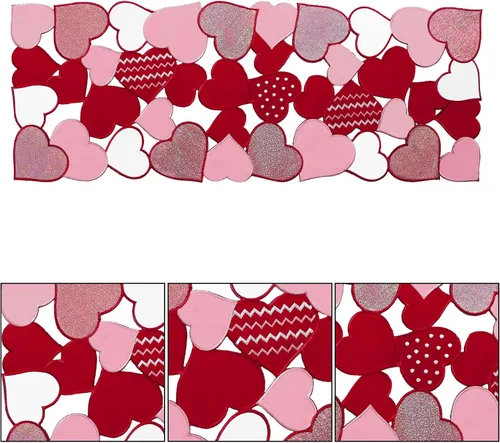 Vista 5 de OWENIE Caminos de mesa para el día de San Valentín, centros de mesa de San Valentín, 13 x 36 pulgadas, decoración de mesa roja bordada con corazón