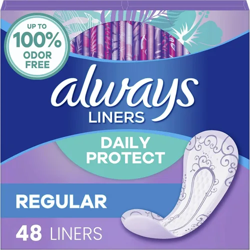 Vista 9 de Always Radiant Pantiliners, Regular, Sin fragancia, 48 Pantiliners (Paquete de 2)