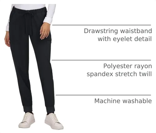 Vista 4 de KOI Betsey Johnson Aster - Pantalones deportivos para mujer con 6 bolsillos Negro