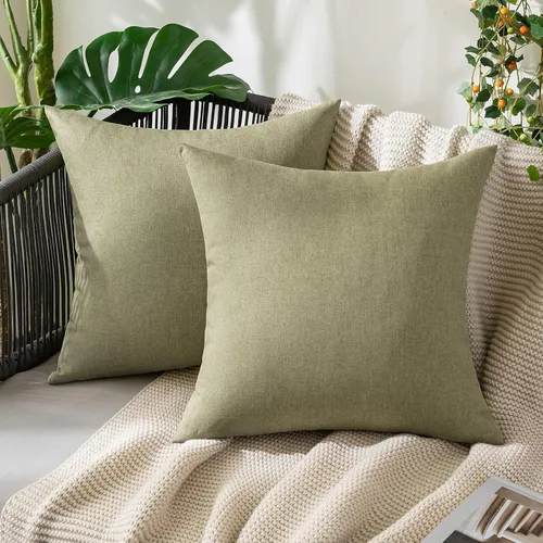 Vista 86 de MIULEE - Paquete de 2 fundas de almohada decorativas para exteriores, impermeables, sólidas, de imitación de lino, para jardín, casa de campo, Azul