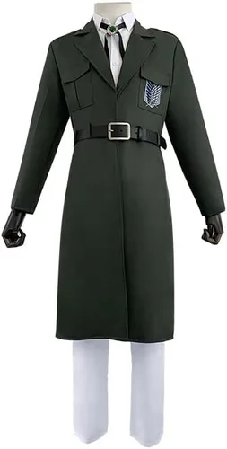 Vista 5 de Anime Scout Regimiento Ejército Verde Disfraces Cosplay Attack on Titan Survey Corps Levi Eren Jager Uniforme Trajes Recon Corps