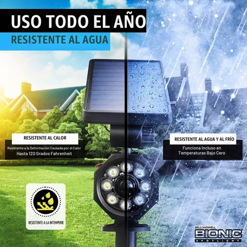 Vista 8 de Bell+Howell Bionic Spotlight - Luces solares LED originales para exteriores con sensor de movimiento, luces solares súper brillantes