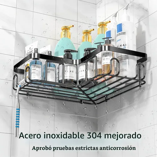 Vista 4 de Moforoco Paquete de 5 organizadores de ducha, en forma de L, 10.2 pulgadas de diámetro, ángulo recto de 90 grados, a prueba de óxido, fácil