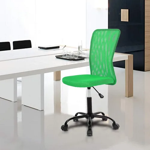 Vista 6 de Silla de oficina de malla simple, silla de oficina ergonómica sin brazos, silla de oficina en casa, silla de computadora ajustable, silla giratoria