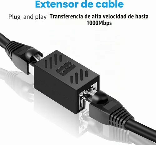 Vista 2 de Acoplador RJ45, acoplador Ethernet, extensor de cable de red de Internet hembra a hembra para Cat7/Cat6/Cat5e/Cat5, paquete de 8