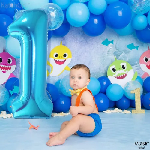 Vista 6 de KatchOn Globo azul del número 1 para decoraciones de primer cumpleaños, 40