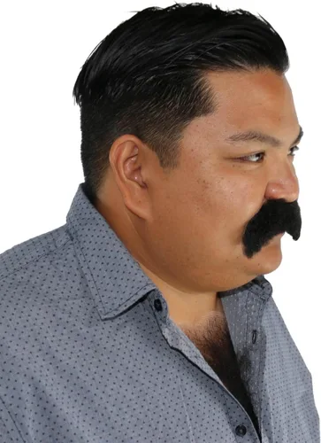 Vista 3 de Disfraz de vaquero de peluche y peludo con bigote de morsa