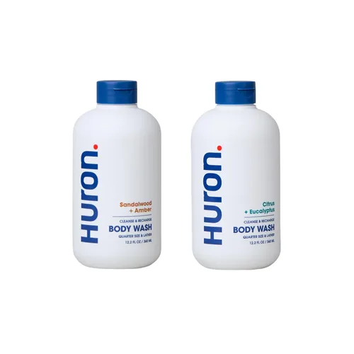 Vista 14 de Huron Gel de baño hidratante para hombre – Aroma fresco y vigorizante de cítricos, eucalipto, menta y verduras aromáticas – Hecho con aceite