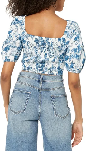 Vista 2 de The Drop Annie Sweetheart - Camiseta de manga abullonada con escote corazón para mujer