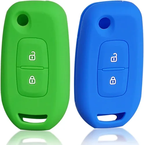 Vista 5 de Funda para llave de coche, para R-enault Logan 2 Captur Sandero Stepway Duster 2019 2020 2 con 2 botones, funda de silicona para llave de automóvil