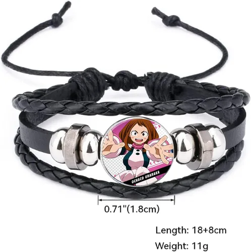 Vista 3 de Aquasuki Midoriya Izuku - Collar con colgante de luna y cúpula de cristal, pulsera trenzada Midoriya Izuku, juego de joyas para adolescentes, niños