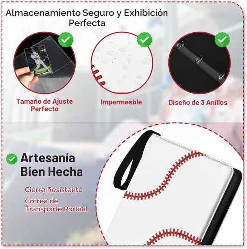 Vista 3 de Carpeta de 900 bolsillos para tarjetas de béisbol para tarjetas de intercambio, fundas para tarjetas de béisbol, juego de protectores para tarjetas