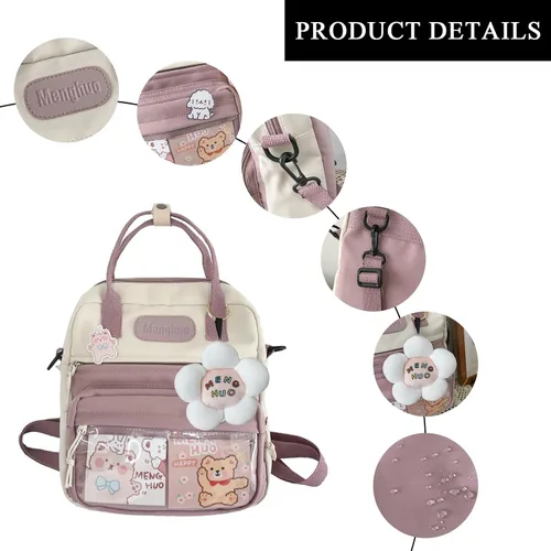 Vista 4 de Extolove Linda bolsa de mensajero, mochila kawaii, bolsa cruzada japonesa bolsa estética bolsa Ita bolsa con accesorios Kawaii