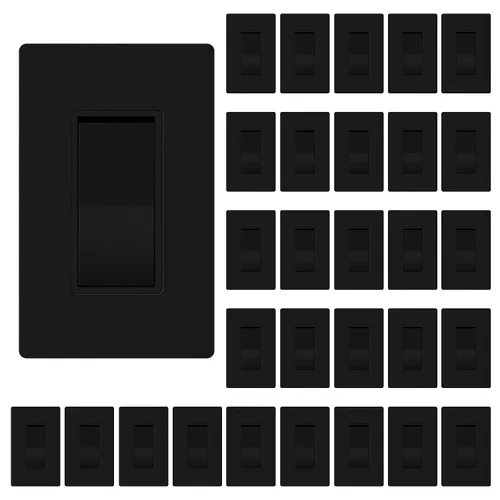 Vista 27 de ThunderWay - Interruptor de luz para decoración de 3 vías con placas de pared, 15 A 120/277 V, interruptores basculantes de pared Decora de tres