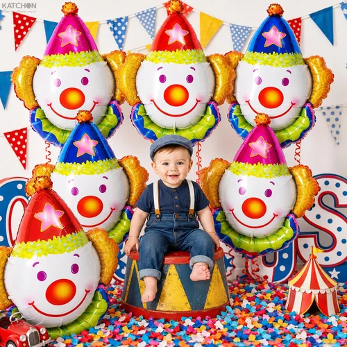 Vista 4 de KatchOn Juego de globos de payaso de 32 pulgadas, paquete de 6, decoraciones de fiesta de circo