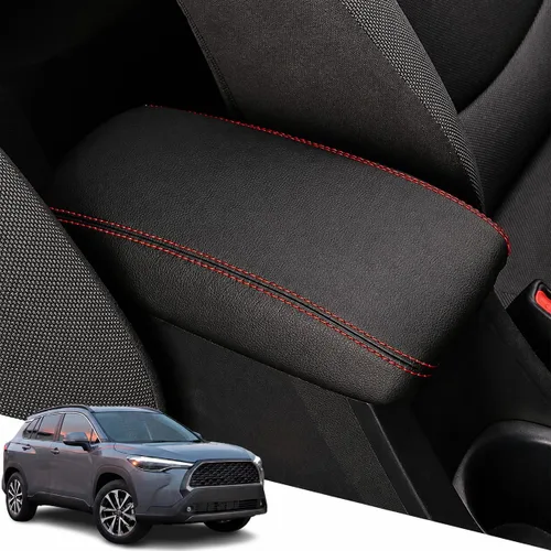 Vista 14 de Great-luck Funda de cuero para consola central, almohadilla para reposabrazos, accesorios de cubierta de caja (costuras rojas) para BMW X1 2023 2024