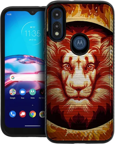 Vista 15 de CasesOnDeck Funda delgada compatible con Motorola Moto E (2020) / Moto E [Armadura cepillada] Negro de doble capa delgada cubierta de agarre