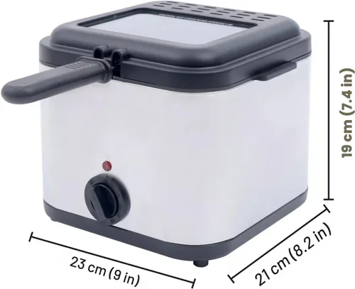 Vista 3 de Freidora eléctrica con canasta, freidora de acero inoxidable para encimera de 1000 W, para restaurantes, puestos de comida rápida, aperitivos