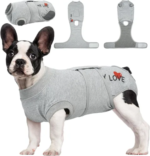 Vista 9 de Kuoser Traje de cirugía para perro, cómodo traje de recuperación para perras, mameluco protector posoperatorio, alternativa suave al cuello E