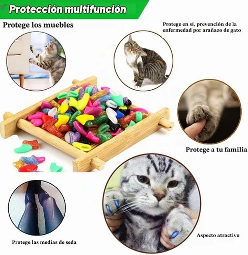 Vista 2 de VICTHY 100 piezas (10 colores) tapas de uñas de gato, tapas de garra de gato, cubiertas de uñas de gato con pegamento adhesivo y aplicadores (XS)