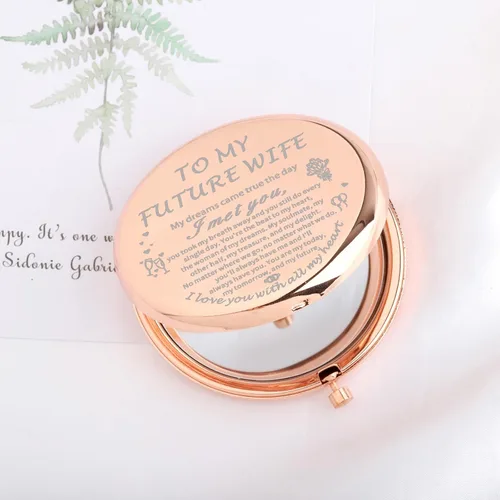 Vista 2 de UJIMS Regalos para mi futura esposa, espejo de maquillaje de novia para ser novia, regalo de compromiso para alma gemela, prometida, boda