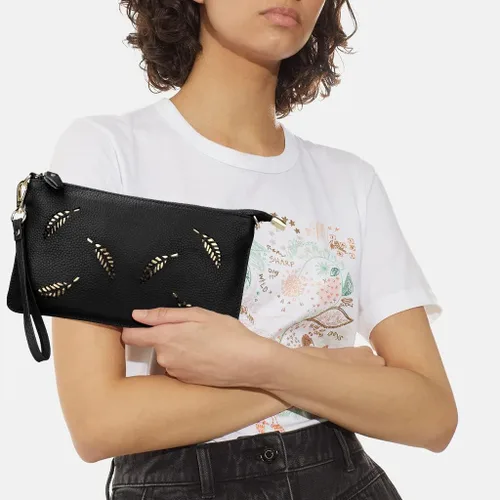 Vista 3 de Uromee Cartera de mano para mujer, de piel auténtica, con cadena de hombro desmontable