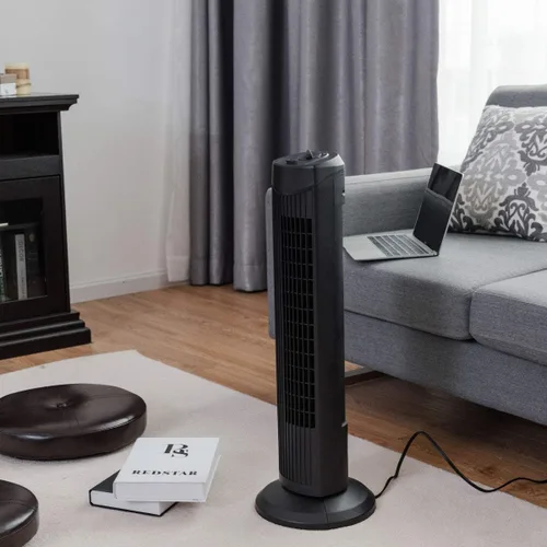 Vista 7 de GOFLAME Ventilador de torre oscilante, ventilador eléctrico portátil con 3 velocidades de viento, ventilador de enfriamiento silencioso para sala
