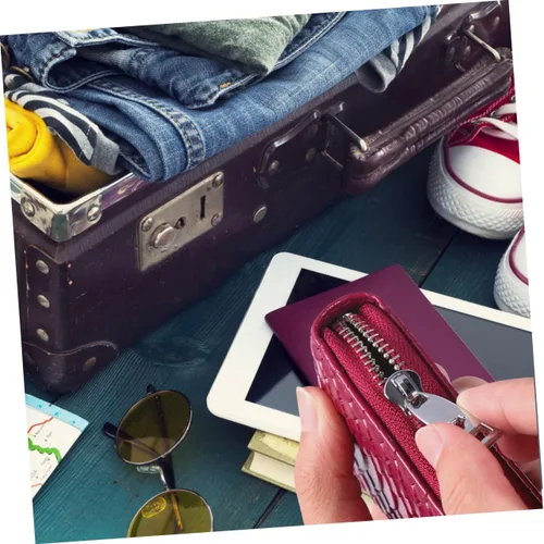 Vista 7 de 2 unids Rosy Alrededor de Bolsillo Organizador de Cambio Para Casos Pequeño Bolso Piel de Serpiente Rosa Snap Púrpura Monedero Dinero, Mei púrpura x