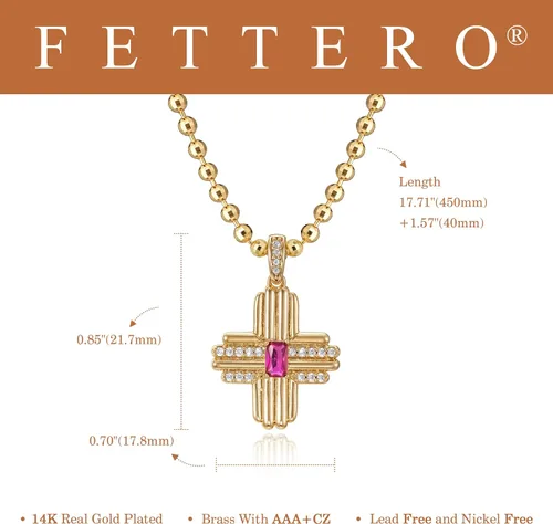 Vista 155 de Fettero - Collar con dije de cruz de fe, chapado en oro de 14 K, cadena fina, minimalista, simple, pequeña, para oración, regalo de joyería religiosa