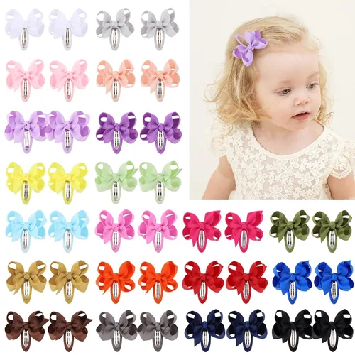Vista 10 de YHXX YLEN 20 pinzas para el pelo con lazo para bebé, 2.36 pulgadas, totalmente envueltas y suaves, antideslizantes, pasadores para el cabello