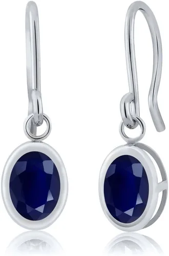 Vista 49 de Gem Stone King Aretes colgantes de plata de ley 925 de 0.276 x 0.197 in con piedra natal ovalada de alambre francés para mujer