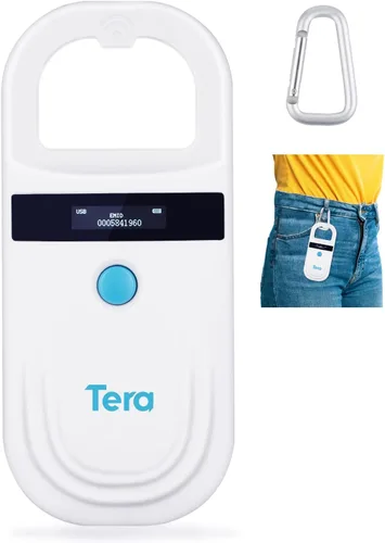 Vista 9 de Tera Lector de Microchip para Mascotas con Anillo D RFID Escáner de Identificación de Chips de Animales Portátil con Pantalla de Visualización OLED
