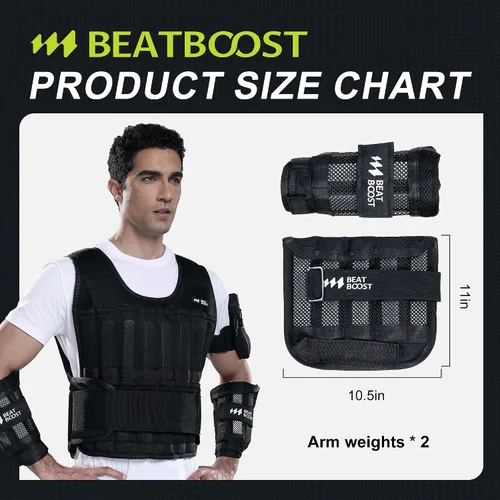 Vista 5 de Pesas de muñeca para tobillo de 4 libras, 10 libras, 15 libras, 20 libras, 25 libras, 30 libras, BeatBoost ajustables, para hombres, caminar