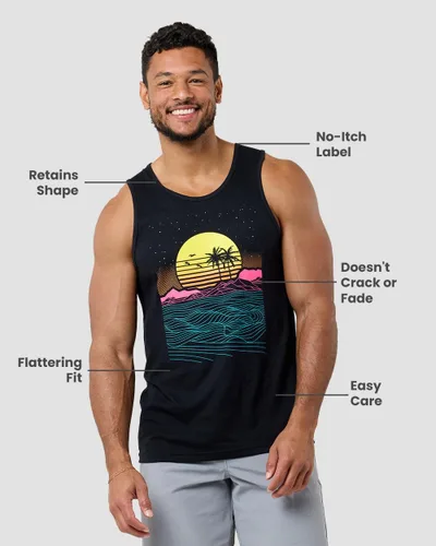 Vista 3 de INTO THE AM Camisetas sin mangas gráficas para hombre, camisetas sin mangas con ilustraciones geniales para verano, playa, ejercicio, fitness