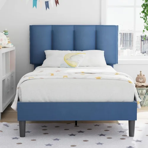 Vista 13 de VECELO Base de cama de tamaño individual con cajón de almacenamiento, base de cama de plataforma resistente con cabecera y fuerte soporte de Negro
