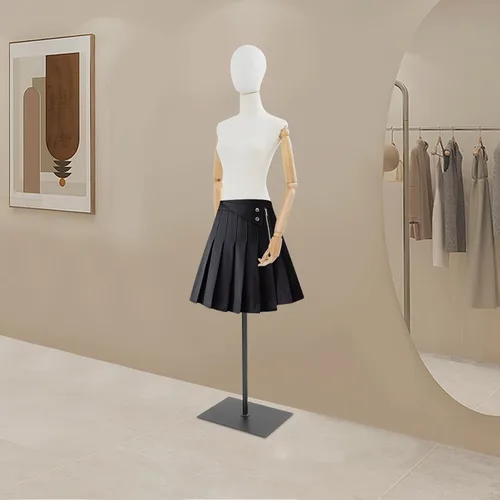 Vista 4 de Adjustable Female Dress Form Mannequin with Detachable Head, Metal Stand (55-80''), Wooden Hands for Jewelry & Clothing Display - Black, Perfect for