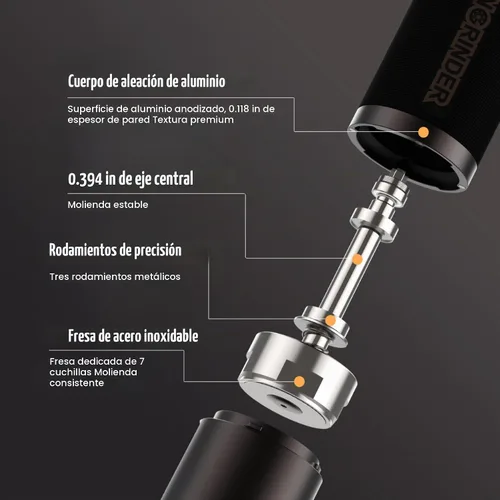 Vista 3 de Gris hierro: molinillo de café manual KINGrinder K7 con mango doblado
