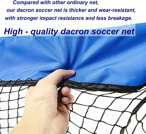 Vista 5 de Portería de fútbol portátil de Poray con red emergente para niños y adultos con tela Oxford de 210D y estacas extra, regalo de cumpleaños