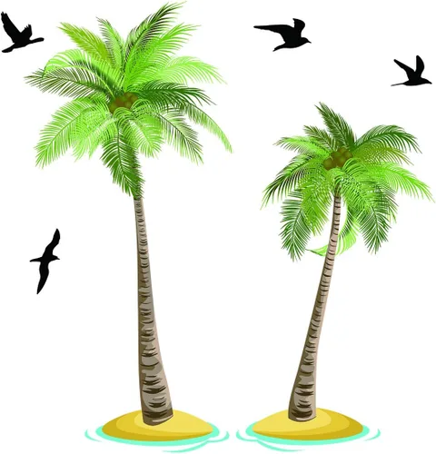 Vista 4 de Runtoo Calcomanías de pared de palmera, calcomanías tropicales para dormitorio, sala de estar, decoración del hogar