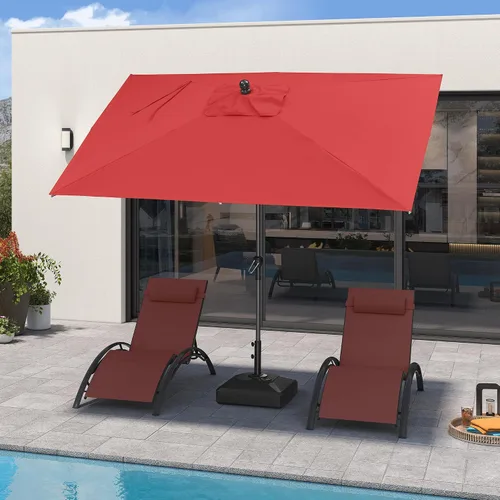 Vista 59 de PURPLE LEAF - Sombrilla de patio rectangular de 6' x 4', sombrilla de mesa para exteriores con marco de aluminio, sombrilla de mercado, sombrilla