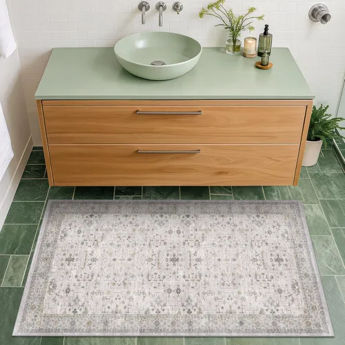 Vista 10 de Hazo Haus – Alfombra pequeña para entrada, cocina o baño, antideslizante con base de goma, resistente a las manchas y a la decoloración, diseño